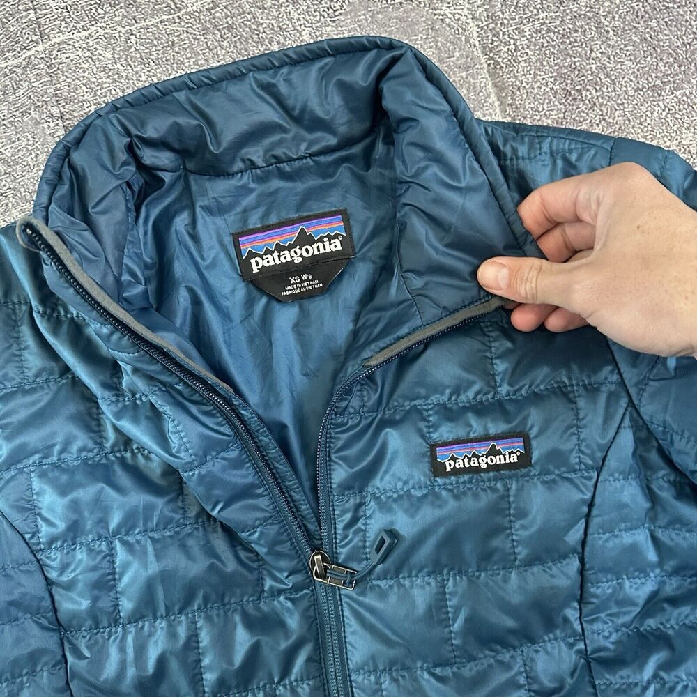 Women's Patagonia Navy Blue Nano Puff Insulated Full Zip Up Puffer Jacket Sz XS